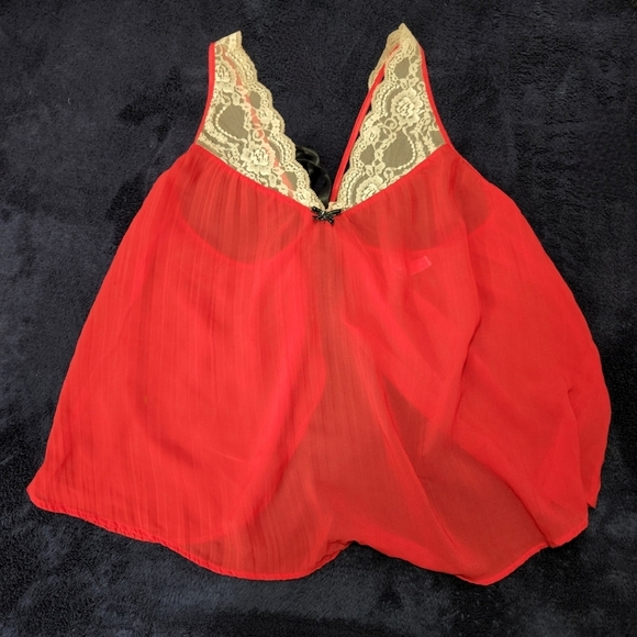 COSMOPOLITAN Sexy Red Lace Top Size Large - Picture 1 of 7